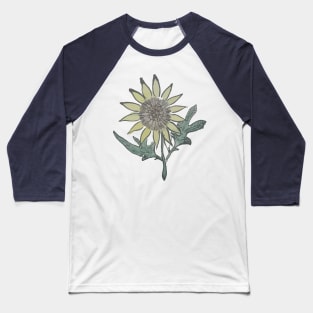 Sunflower Flower Retro Vintage 60s Drawing Baseball T-Shirt